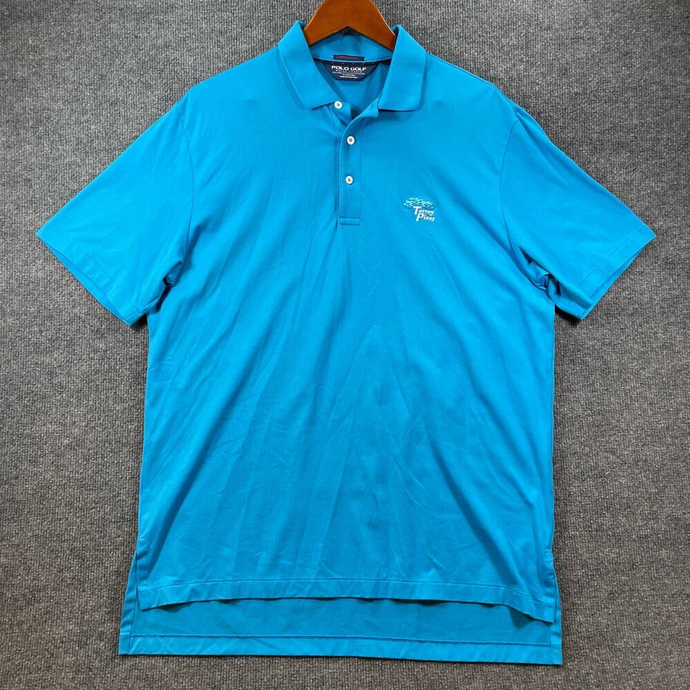 Ralph Lauren Polo Performance Golf Shirt Men's Large Blue Pima Cotton Outdoors